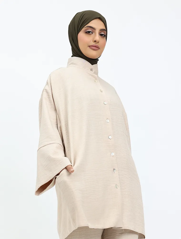 Beige Linen Feel Casual Co Ord